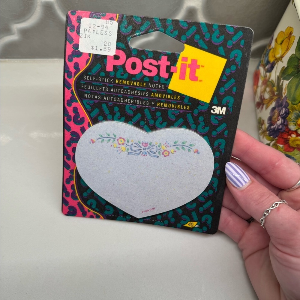 Vintage 1990s Post-it Notes Set of 2 NIP Apple Basket & Heart Shape
